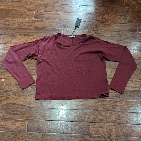 BNWT Rag and Bone The Cropped Longsleeve Tee in Black Cherry - size Med - Picture 3 of 12